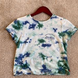 Green and blue tie dye crop top